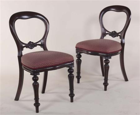 Appraisal: A set of eight Victorian style balloon back chairs PLEASE