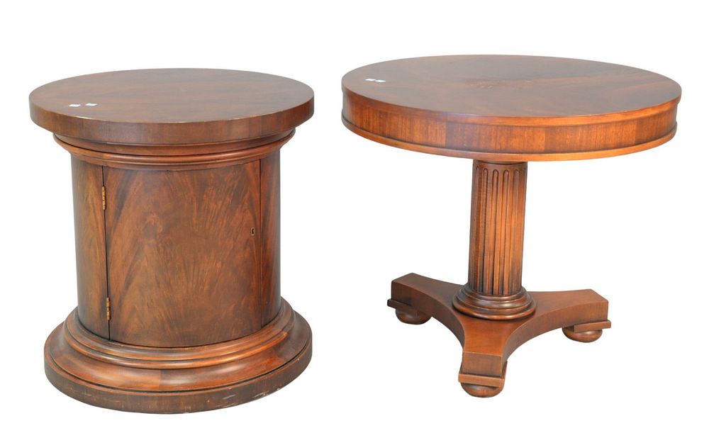 Appraisal: Three Piece Lot to include two round mahogany Ralph Lauren