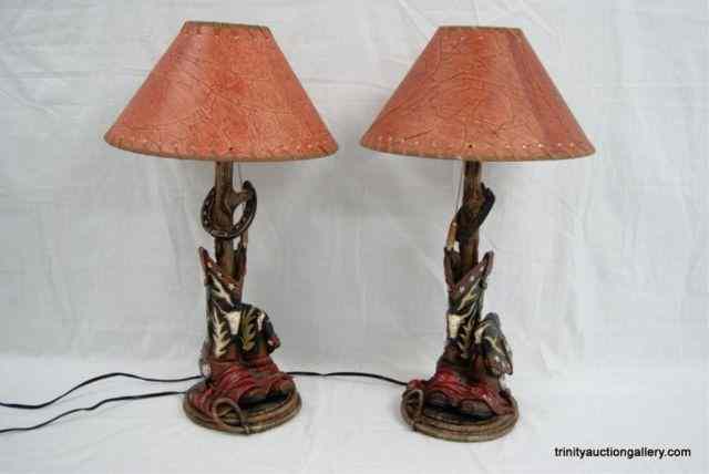 Appraisal: Pair Western Theme Cowboy Boot Table LampsFrom an estate is