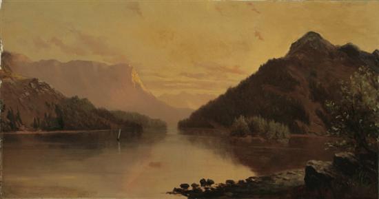 Appraisal: Cyrenius Hall American - Ship in a Mountain River Landscape