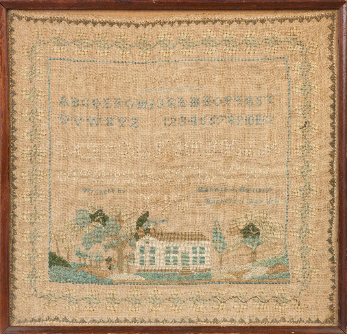 Appraisal: Rochester NY Needlework Picture By Hanna T Morrison Daughter of