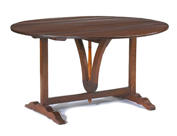 Appraisal: A French walnut wine table first half th century The