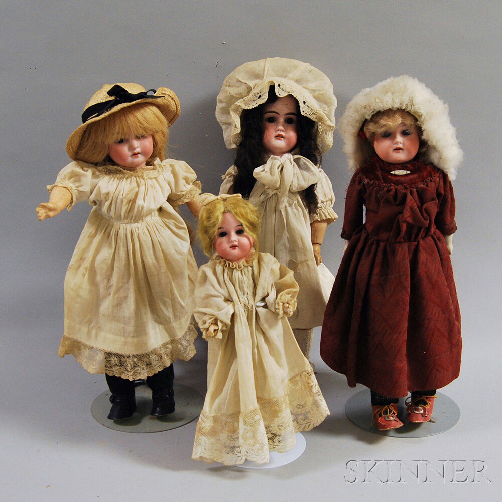 Appraisal: Four Bisque Head Girl Dolls one marked Made in Germany