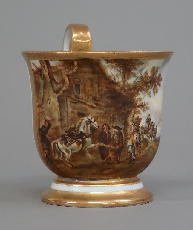 Appraisal: Meissen Porcelain Cup With Hand Painted Scene Meissen porcelain cup