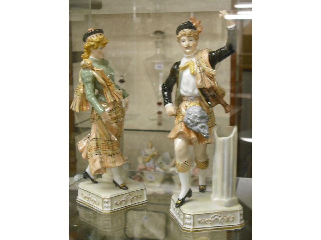 Appraisal: Pair of German figures of a Scottish gentleman and lady