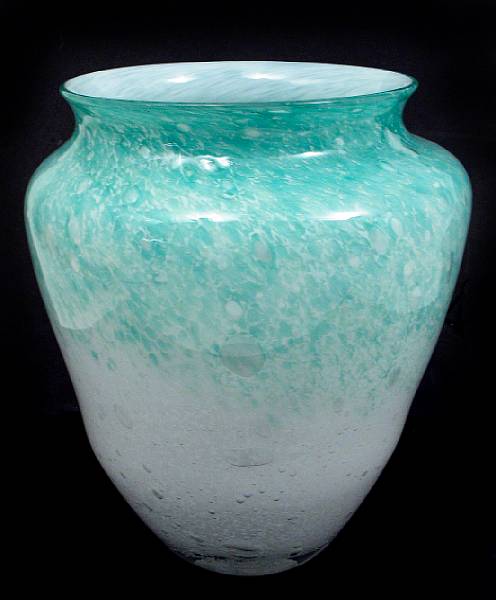 Appraisal: A Don Pierce teal and white glass vase circa signed