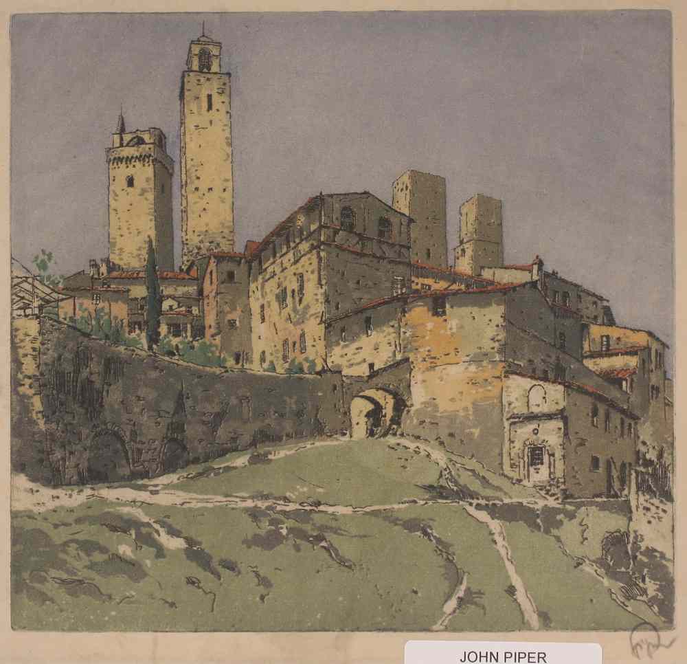 Appraisal: WOODCUT - Depicting Italian buildings with towers on mountain side