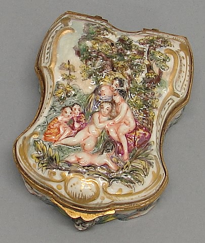 Appraisal: Bas relief figures in garden gilt trim S