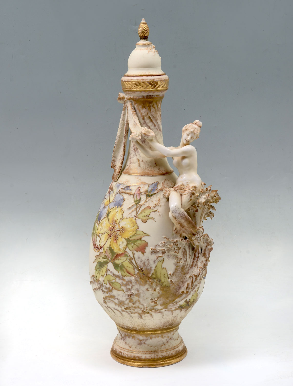 Appraisal: RIESSNER STELLMACHER KESSEL TEPLITZ LIDDED NUDE VASE RSK Teplitz lidded