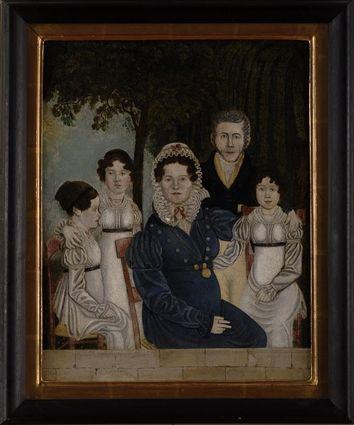 Appraisal: AMERICAN SCHOOL FAMILY PORTRAIT Oil on canvas x in relined