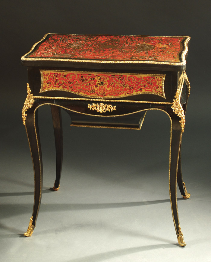 Appraisal: LOUIS XV STYLE BRASS INLAID AND ORMOLU MOUNTED DRESSING TABLE