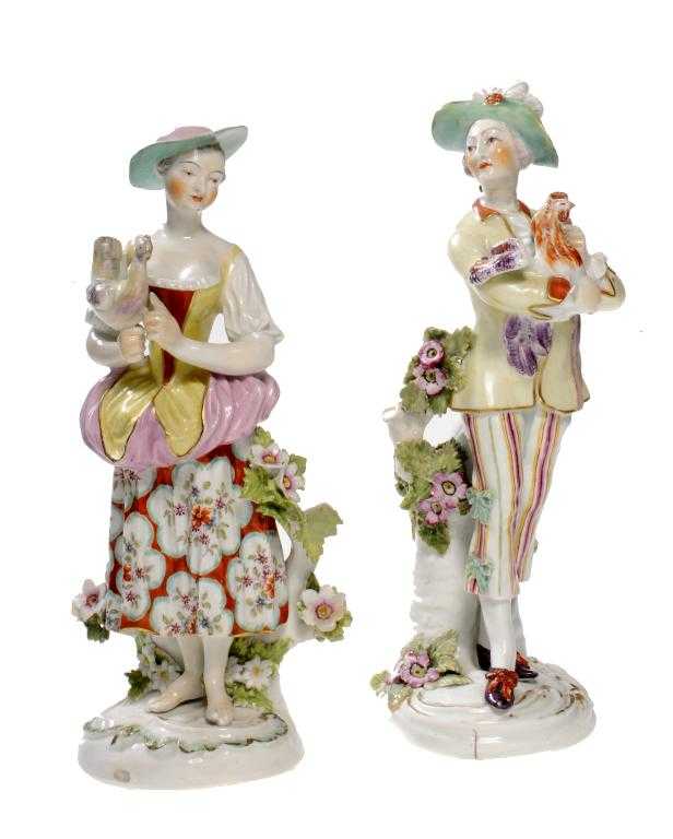 Appraisal: A PAIR OF DERBY FIGURES OF ITALIAN FARMERS he in