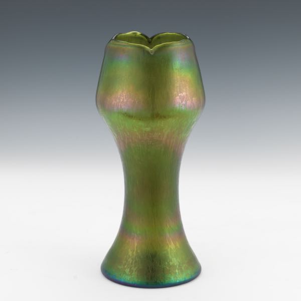 Appraisal: LOETZ OIL SPOT VASE x Loetz iridescent green oil spot