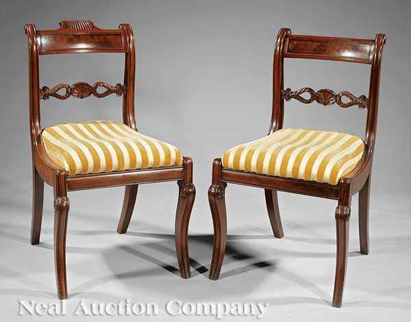 Appraisal: Two American Classical Carved Mahogany Klismos Chairs early th c