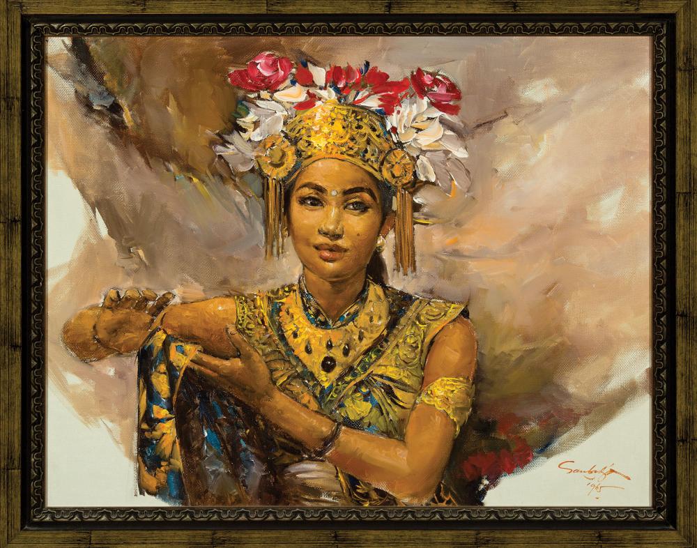 Appraisal: Sambodja Indonesian b A Palace Dancer oil on canvas signed