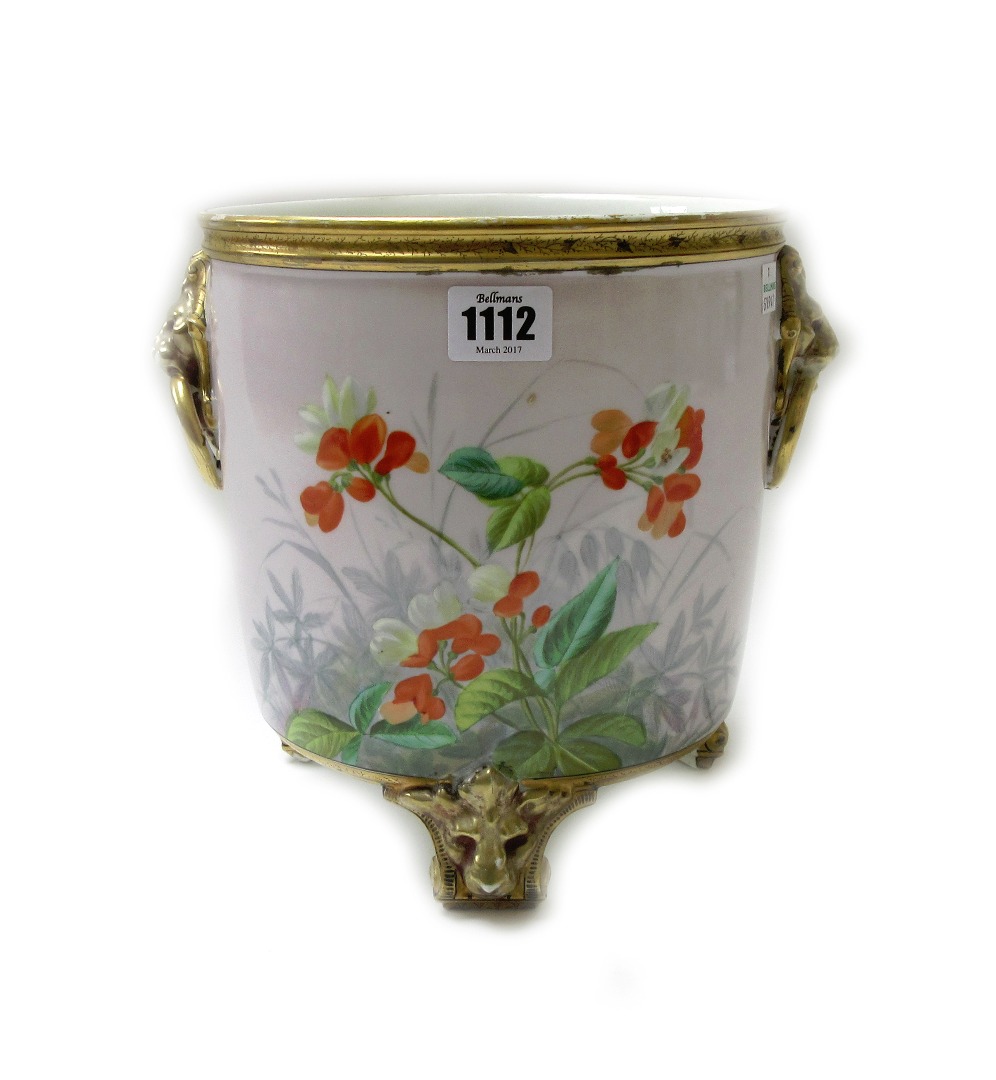 Appraisal: A French porcelain jardiniere late th century painted with flowers