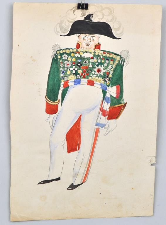 Appraisal: N Akimov W C Costume Design Military Officer Nikolai Akimov