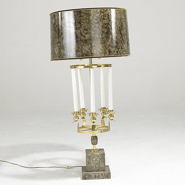 Appraisal: TOMMY PARZINGER STYLE Table lamp with painted marble base and