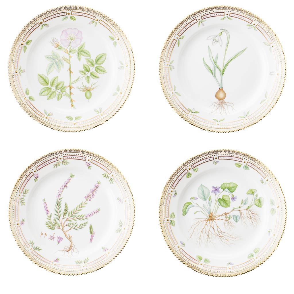 Appraisal: SET OF FOUR ROYAL COPENHAGEN 'FLORA DANCIA' TH JUBILEE EDITION