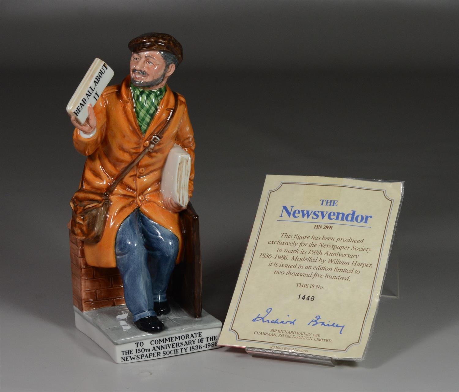 Appraisal: Royal Doulton Newsvendor bone china figurine To Commemorate the th