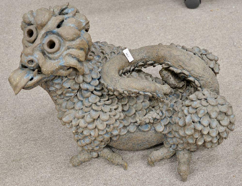 Appraisal: Large stoneware dragon figural sculpture with blue glaze ht in