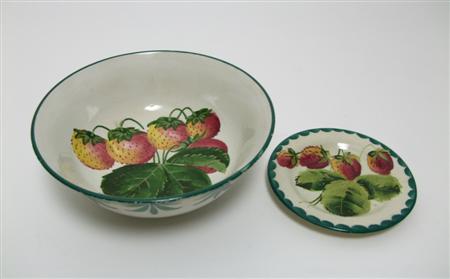 Appraisal: WEMYSS BOWL EARLY TH CENTURY decorated with strawberries impressed mark