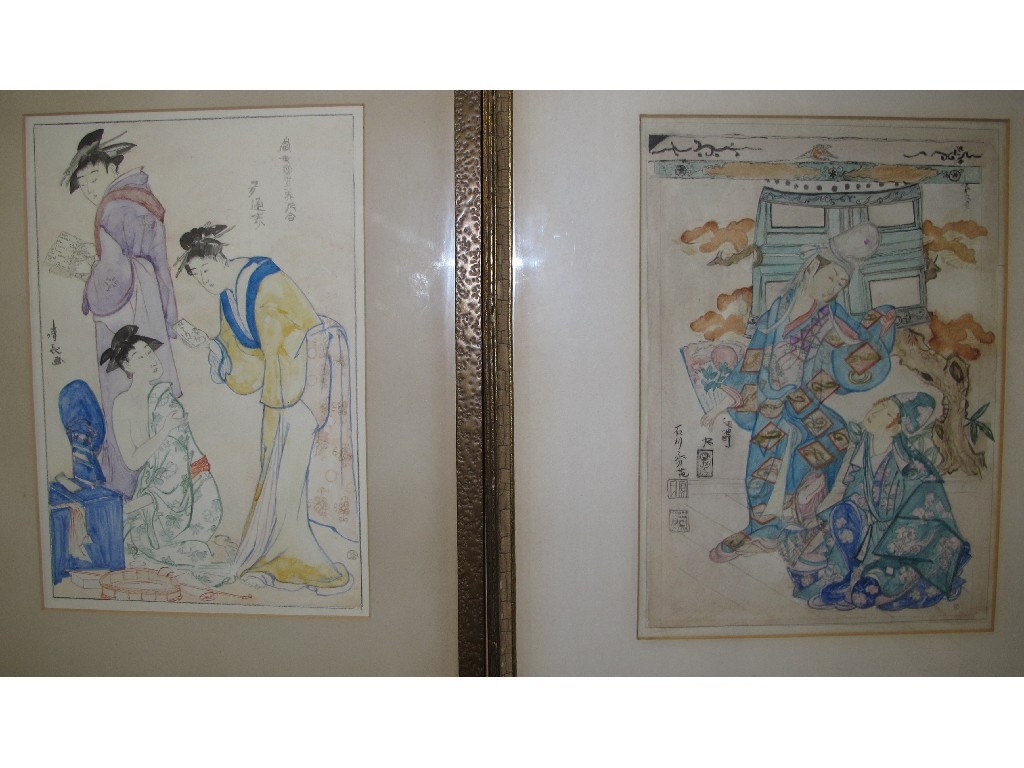 Appraisal: Two watercolours after Japanese prints