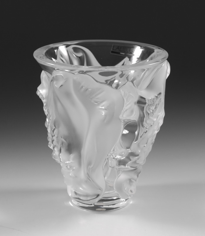 Appraisal: LALIQUE CRYSTAL CANTHARUS VASE Frosted and clear with stylized shells