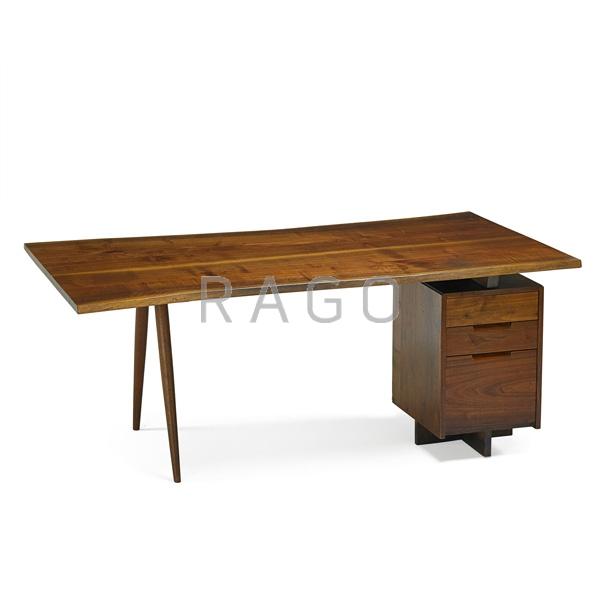 Appraisal: GEORGE NAKASHIMA Single pedestal desk Condition Report Very good overall