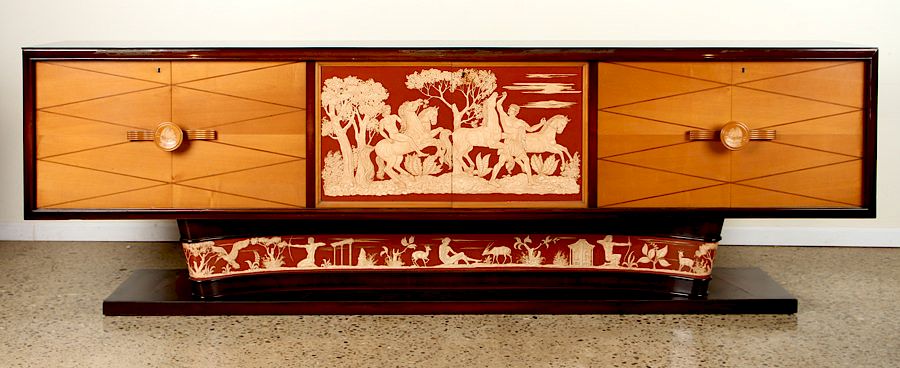 Appraisal: RARE ITALIAN MAHOGANY GLASS TOP SIDEBOARD C A rare and