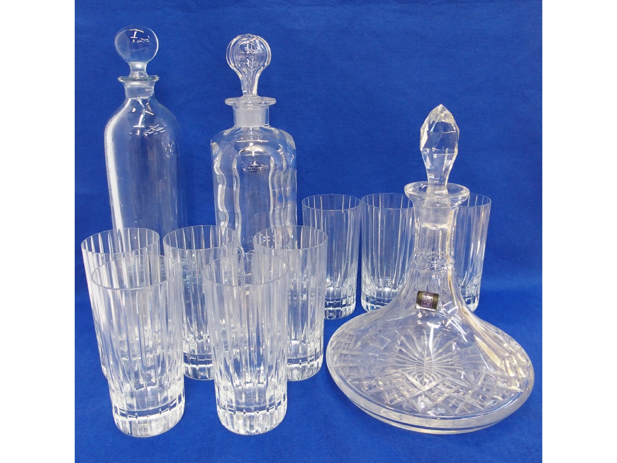 Appraisal: Eight Baccarat hi-ball glasses Orrefors decanter and two others