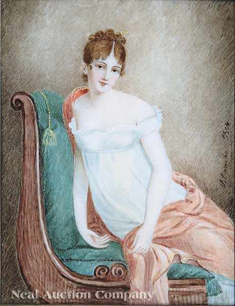 Appraisal: Blanche Ber French th c Portrait of Empress Josephine watercolor