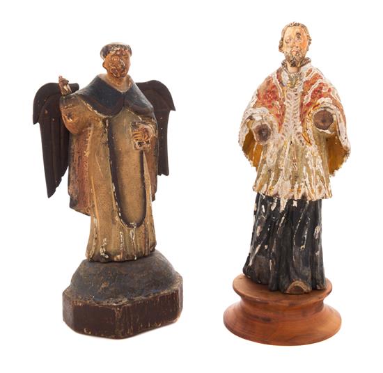 Appraisal: Sale Lot Two Carved and Polychrome Decorated Santos Figures th