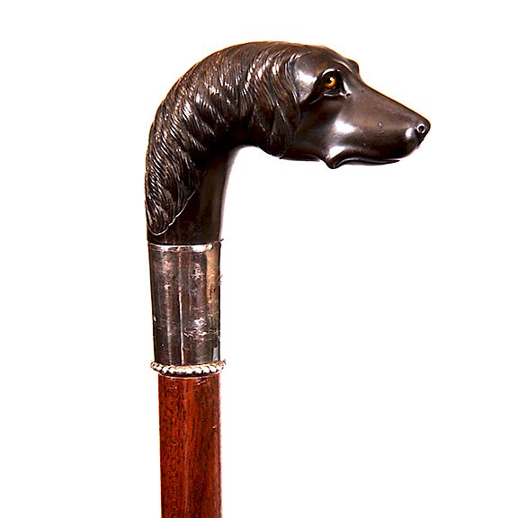 Appraisal: Gutta-Percha Dog head Cane- Exclusive on Bidsquare Gutta-Percha Dog head