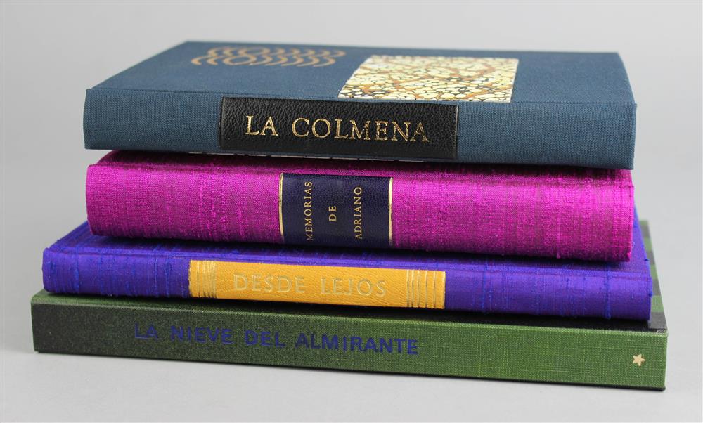 Appraisal: FOUR SPANISH-LANGUAGE BOOKS ONE SIGNED BOUND BY JAMES TAPLEY including