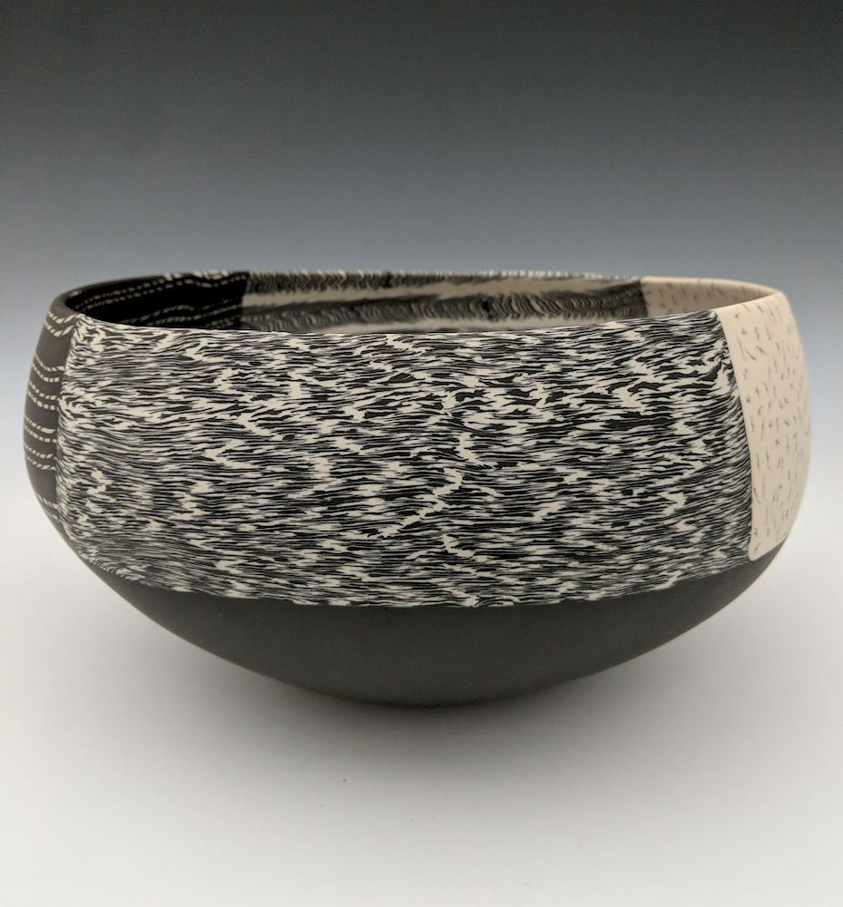 Appraisal: Thomas Hoadley - Black and white nerikomi bowl Lot Thomas