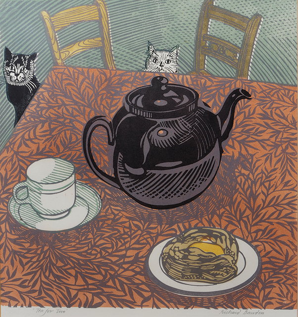 Appraisal: Richard Bawden British b Tea for two signed and titled