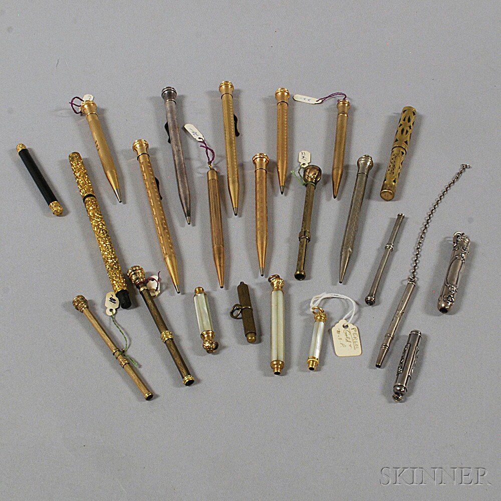 Appraisal: Group of Gold-filled Silver and Mother-of-pearl Pens and Pencils th