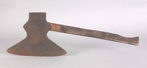 Appraisal: American iron axe dated initialed JS the blade engraved with