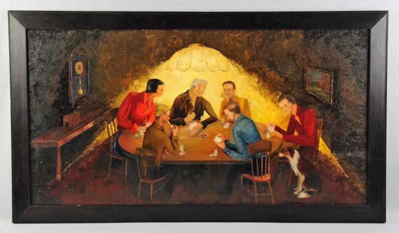 Appraisal: Original Painting of Men Playing Cards Signed Brown and dated