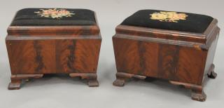 Appraisal: Pair of Empire mahogany foot stools ht in top x