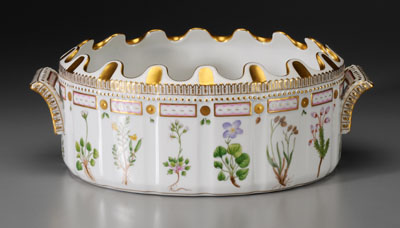 Appraisal: Flora Danica monteith oval with border of hand-painted flowers identified