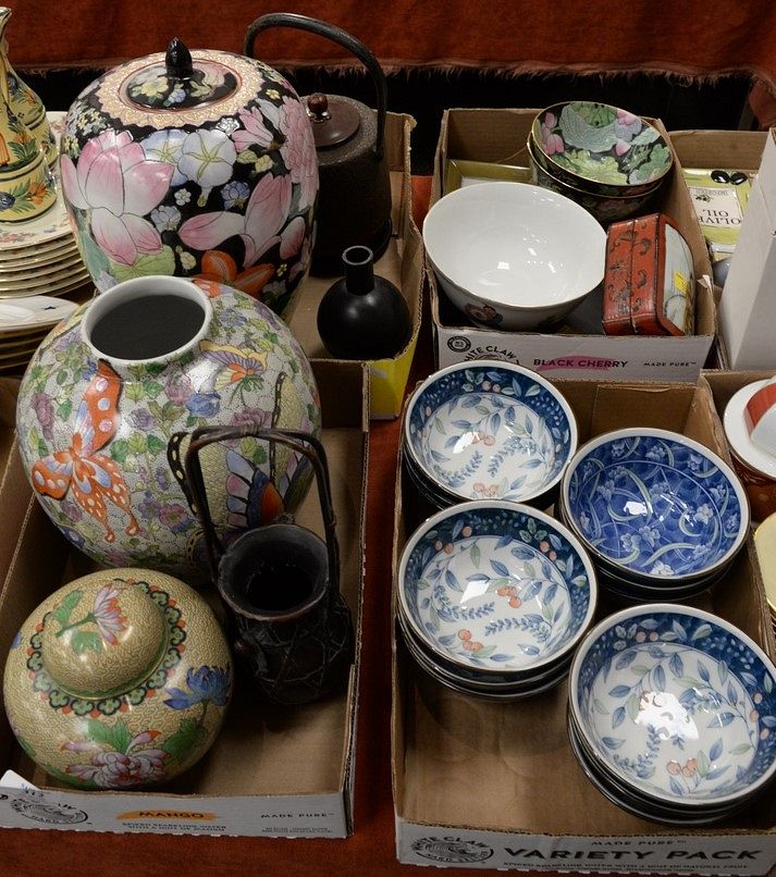 Appraisal: Four tray lots of Asian porcelain and bronzes to include