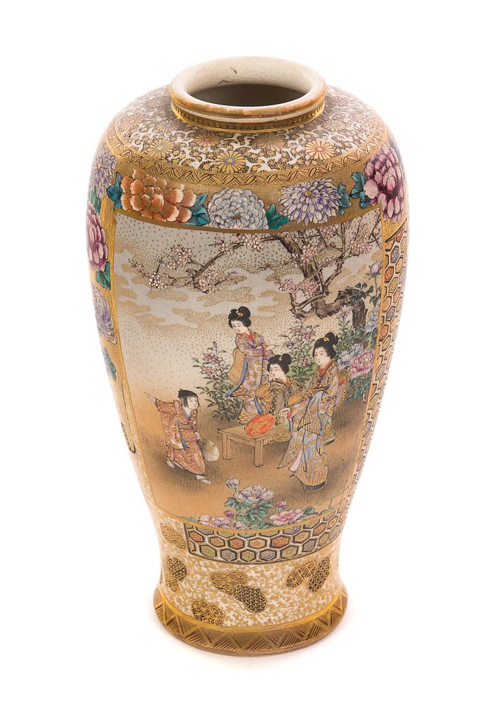 Appraisal: Signed Japanese Satsuma Vase Meiji period vase design of flying