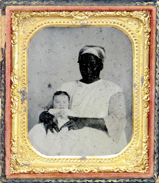 Appraisal: Rare daguerreotype of African American woman with Caucasian child mid