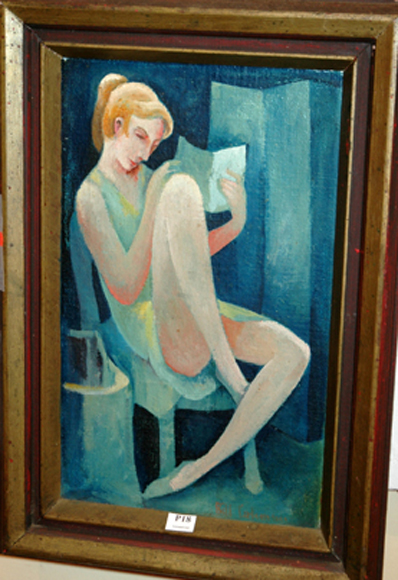 Appraisal: BILL COLEMAN READING WOMAN OIL ON BOARD