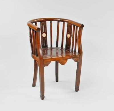 Appraisal: A Chinese Horseshoe Back Armchair With a curved back geometrically