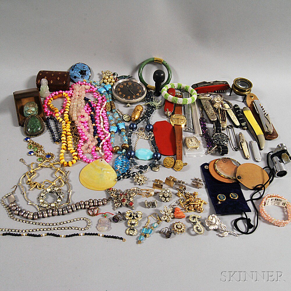 Appraisal: Group of Costume Jewelry and Gentleman's Items including beaded necklaces