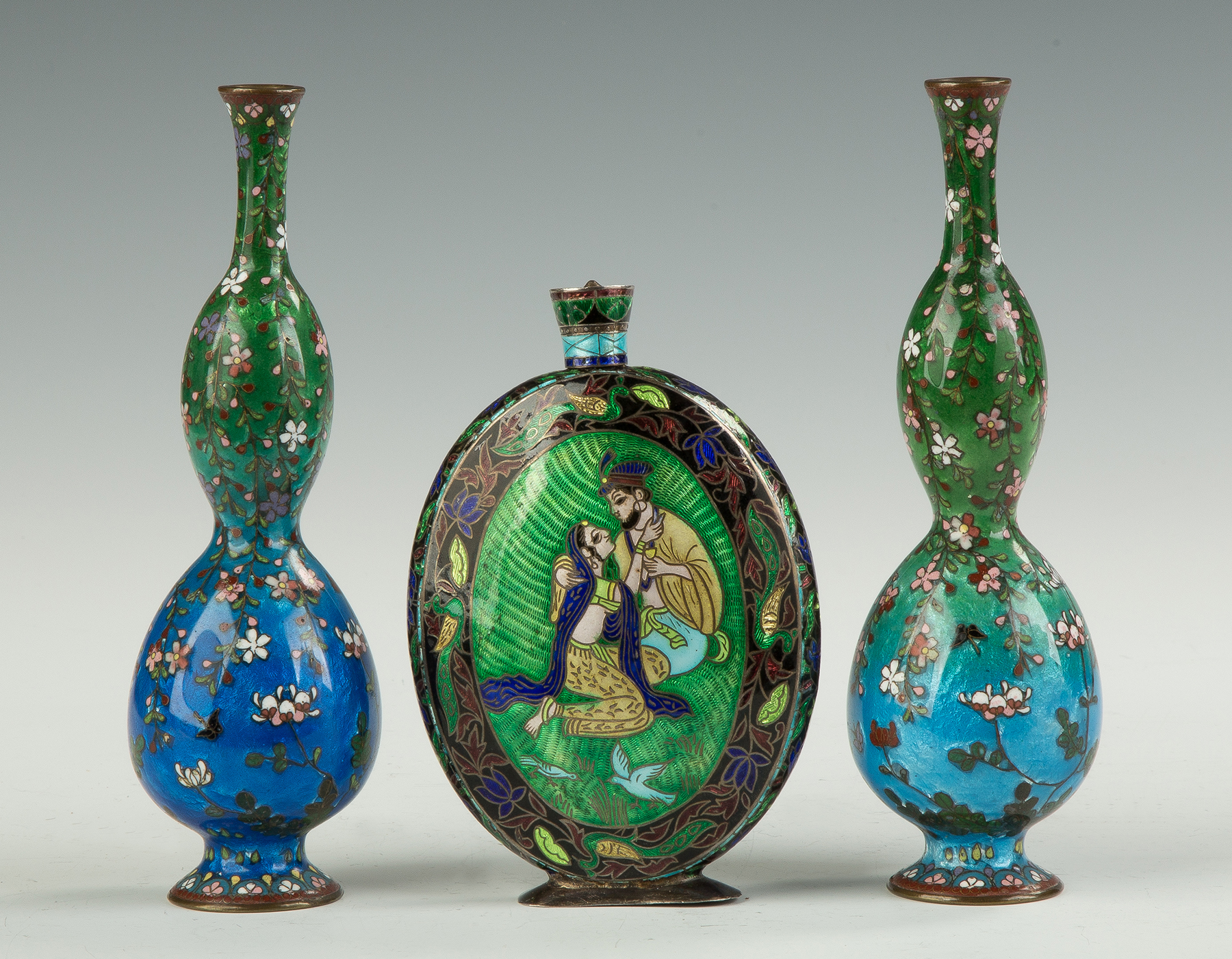 Appraisal: Enamel and Cloisonne Gourd Shaped Vases C