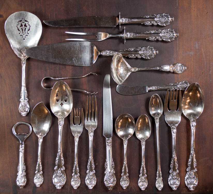 Appraisal: WALLACE SIR CHRISTOPHER STERLING SILVER FLATWARE SET eighty-seven pieces comprised